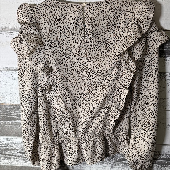 Doe & Rae Ruffled Leopard Print Blouse - Picture 3 of 3